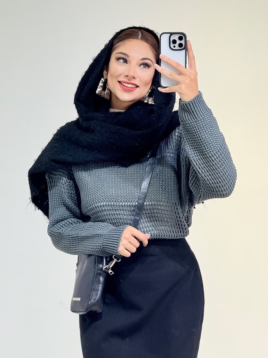 بافت یقه گرد توری کد 19565