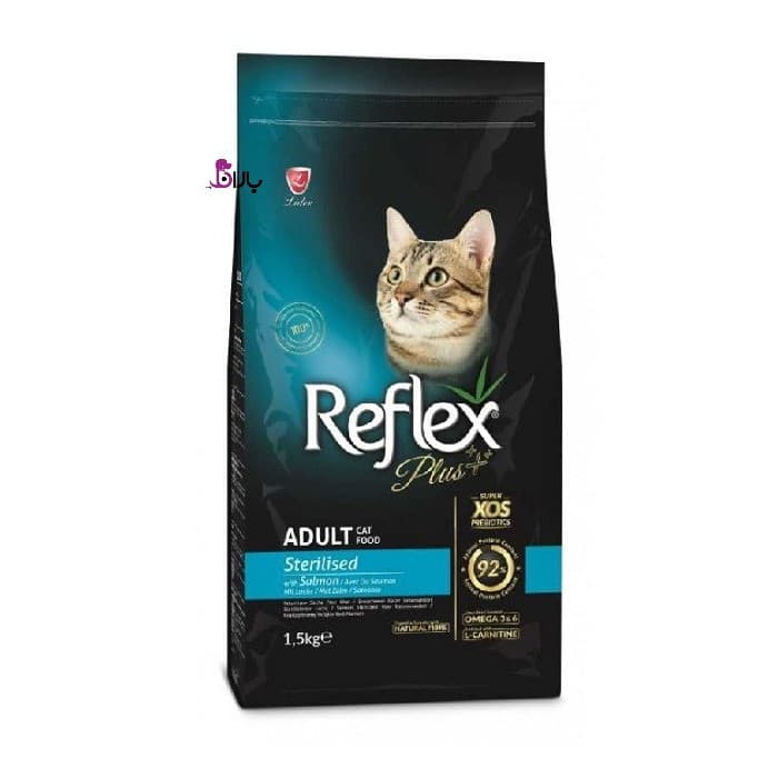 غذای خشک گربه عقیم شده رفلکس پلاس با طعم ماهی سالمون Reflex plus adult cat sterilised with salmon وزن ۸ کیلوگرم