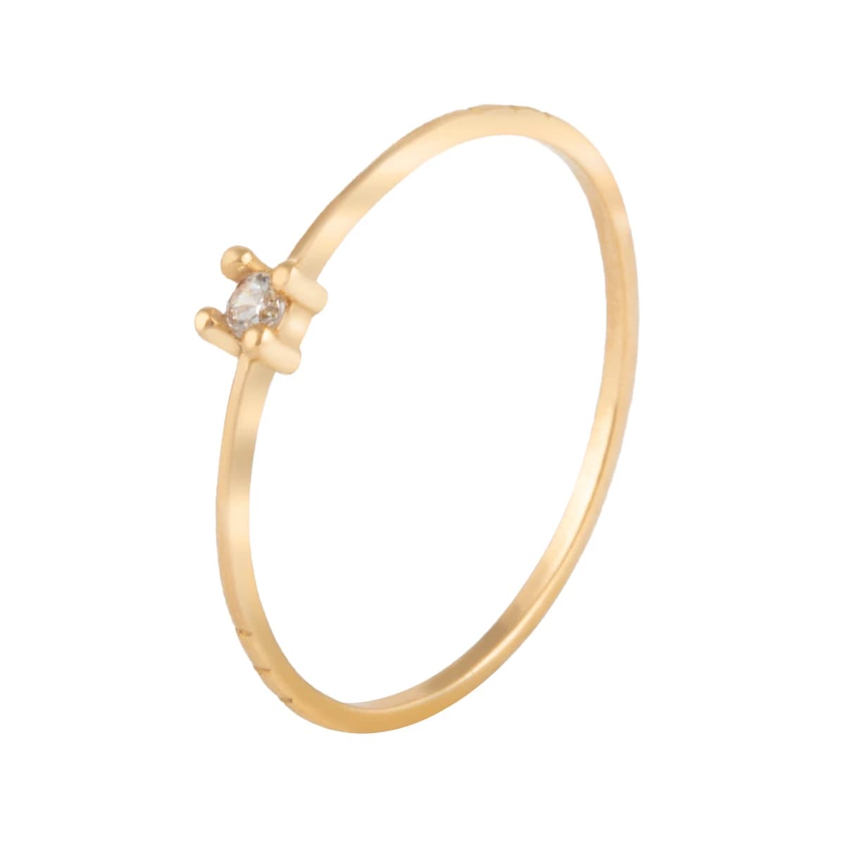 انگشتر طلای زنانه 18 عیار بان گالری مدل سولیتر سه خط سفید