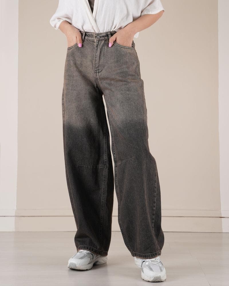 شلوار جین نیم بگ پرند کد 04484