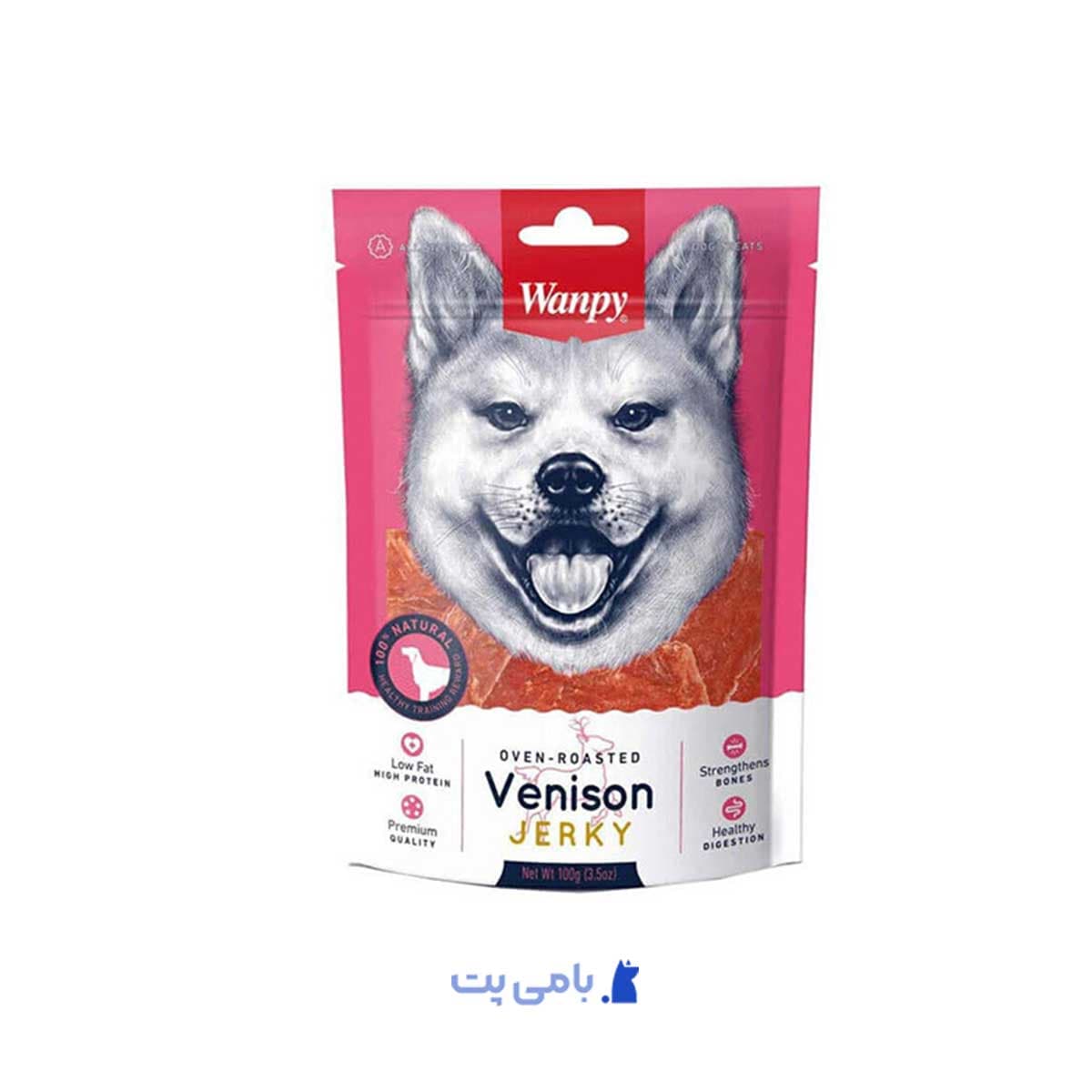 تشویقی سگ ونپی با طعم گوشت گوزن مدل استیک نواری 100 گرم