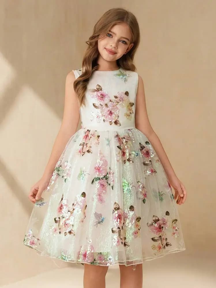 پیراهن طرح گل و پروانه