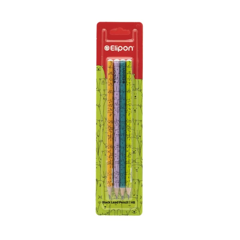 مداد مشکی الیپون طرح BOBO کد 8101740 بسته 4 عددی