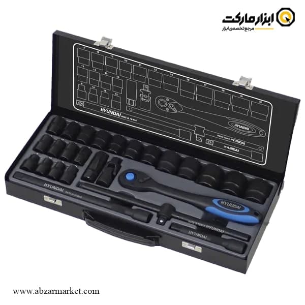 جعبه بکس فشار قوی هیوندای 26 پارچه 1/2 اینچ مدل HT-9126