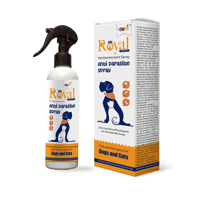 اسپری ضد کک و کنه مخصوص سگ و گربه رویال کوکو حجم 240 میلی لیتر