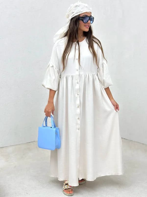 F کفتان کمر چین جلو دکمه