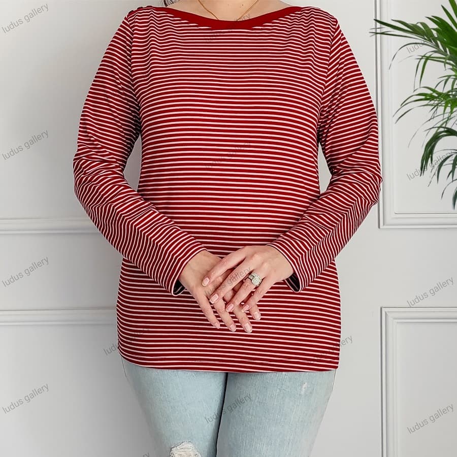 بلوز یقه قایقی راه راه زنانه