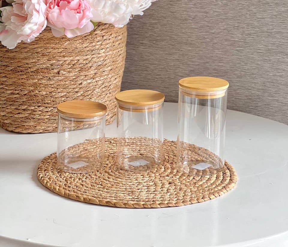 بانکه پیرکس گرد درب بامبو- قطر 8 سانت