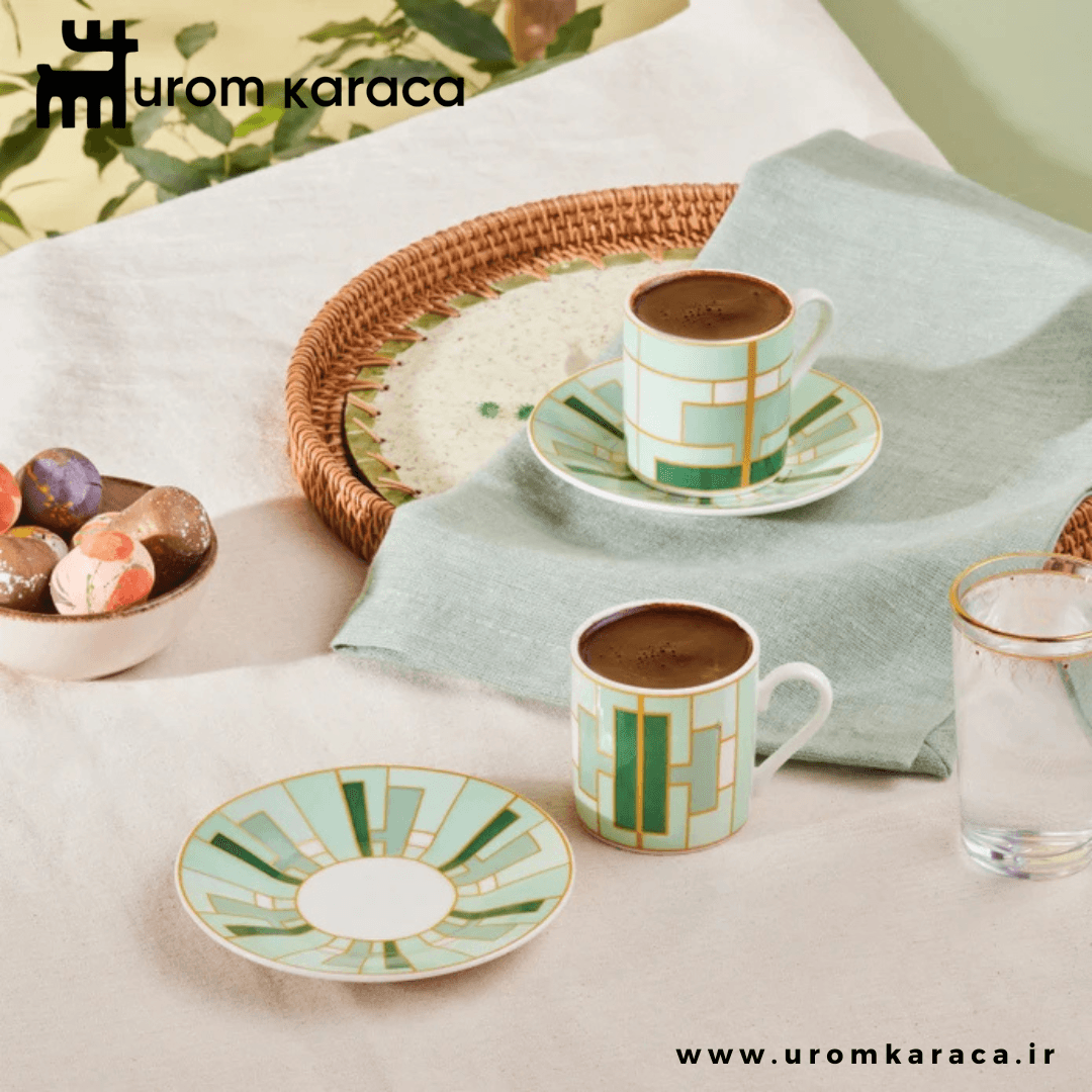 سرویس قهوه خوری ۲ نفره کاراجا Kiva حجم ۸۰ میلی سبز
