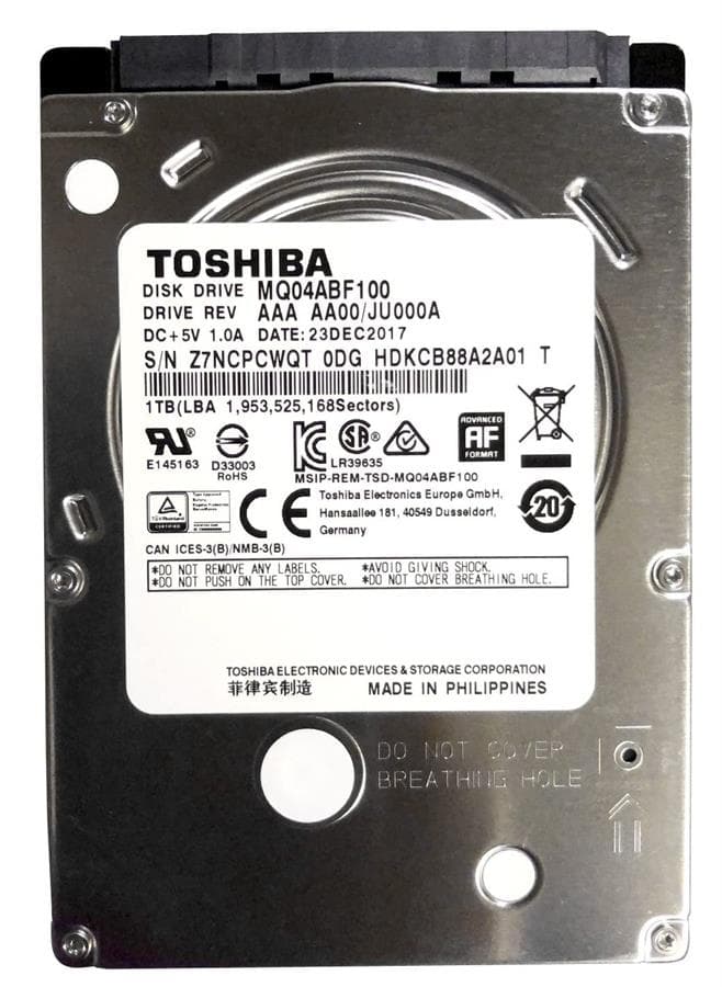 هارد دیسک لپ تاپ توشیبا با ظرفیت 1 ترابایت