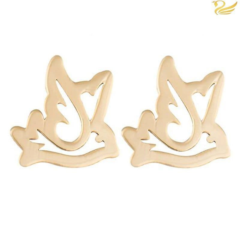 گوشواره طلا 18 عیار زنانه قو طلایی طرح پرنده خالی