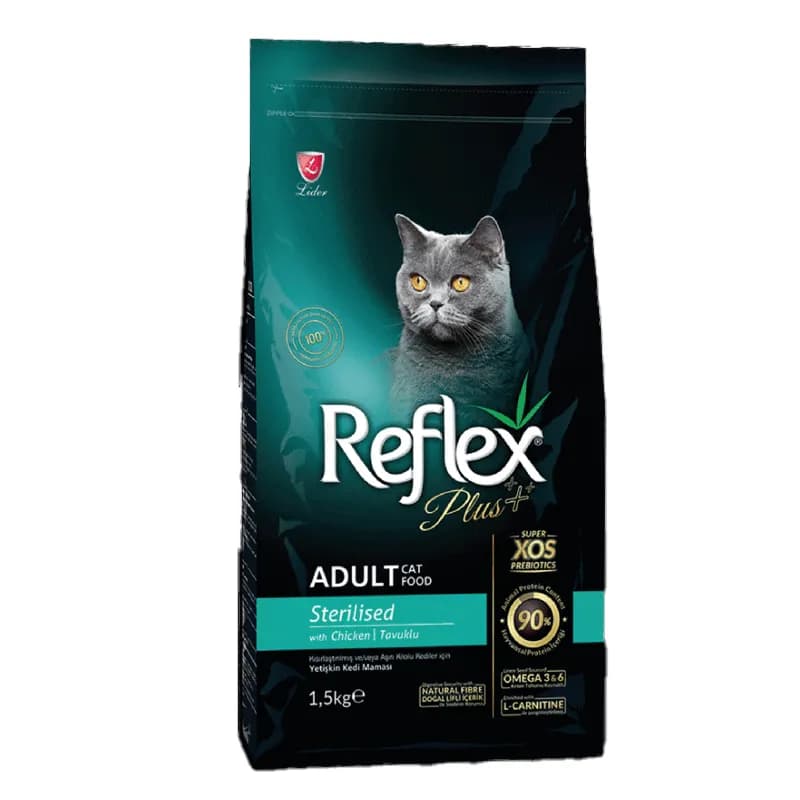 غذای خشک گربه رفلکس پلاس مدل عقیم شده با طعم مرغ وزن 1.5 کیلوگرم