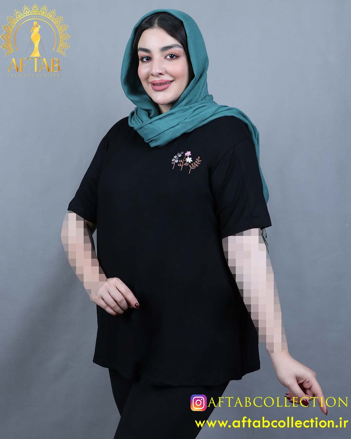 تیشرت گلدوزی سه گل سایزبزرگ 5515