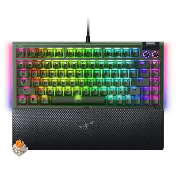 کیبورد گیمینگ ریزر Razer BlackWidow V4 75% Phantom Green Edition - سوئیچ نارنجی