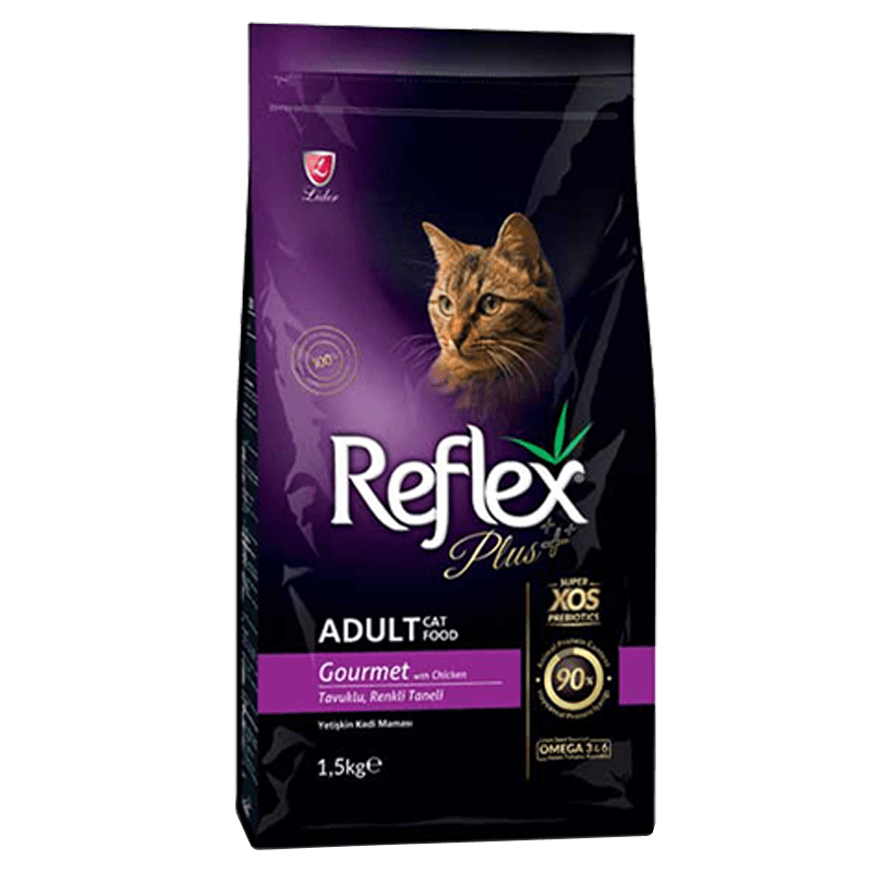 غذای خشک گربه بالغ رفلکس پلاس مدل گورمت وزن 1.5 کیلوگرم