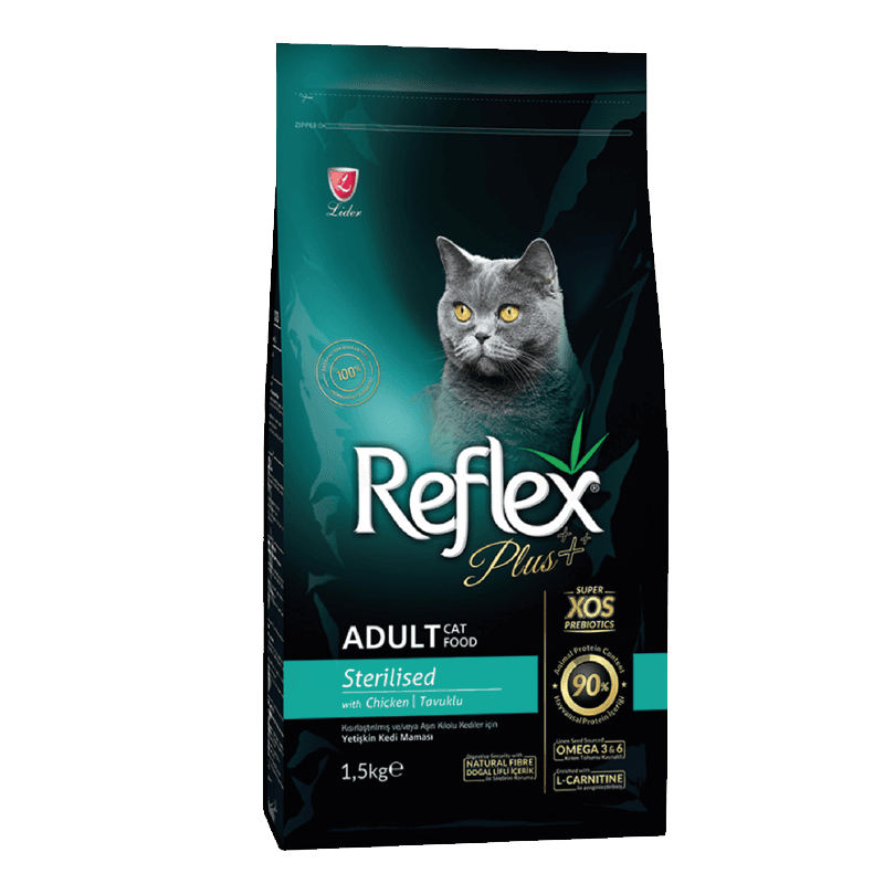 غذای خشک گربه رفلکس پلاس مدل عقیم شده با طعم مرغ وزن 1.5 کیلوگرم