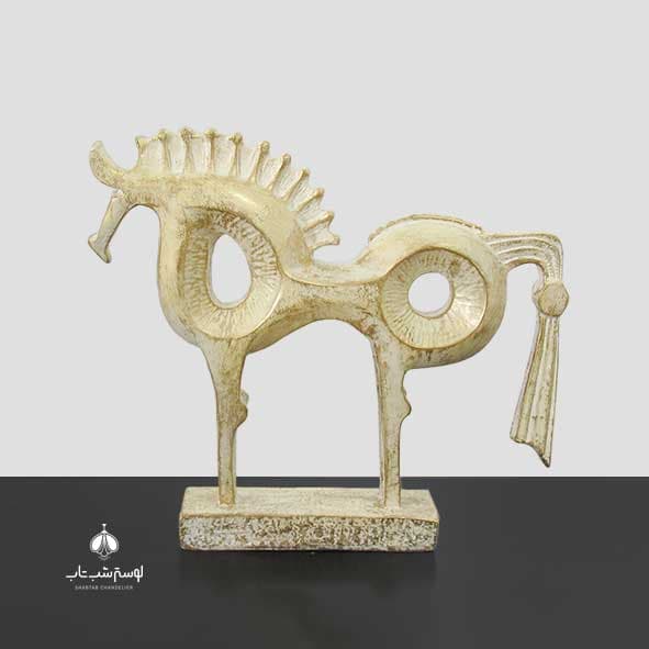 FRZ مجسمه اسب کلاسیک کوچک کرم طلا