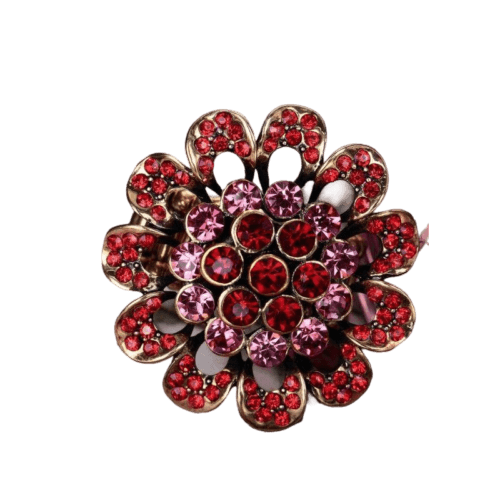 سنجاق سینه کریستال رنگی طرح گل نگین دار مینیسو