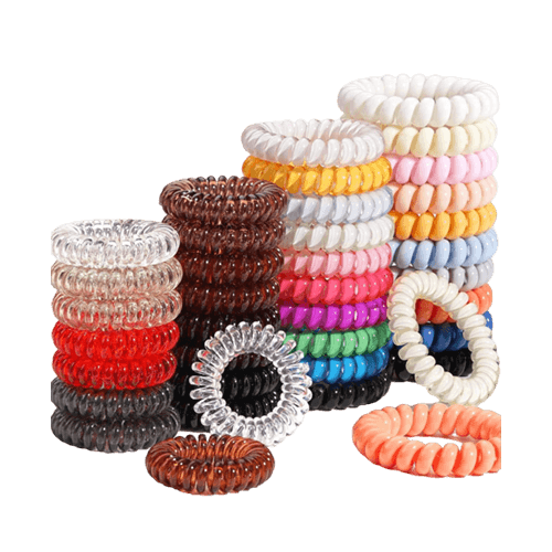 کش مو و دستبند سیم تلفنی مینیسو مدل کروم و ضد ریزش (4 عدد، قطر ۷cm)