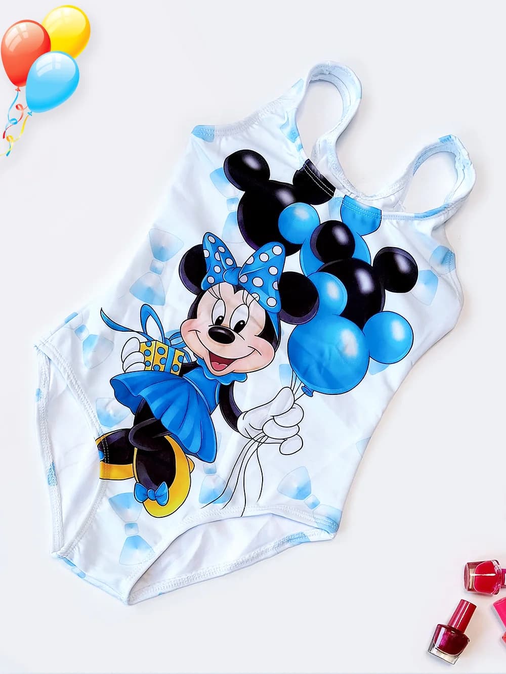 لباس شنا دخترانه برای استخر مدل اسلیپ یکسره میکی موس اسپیدو ( Speedo ) آبی