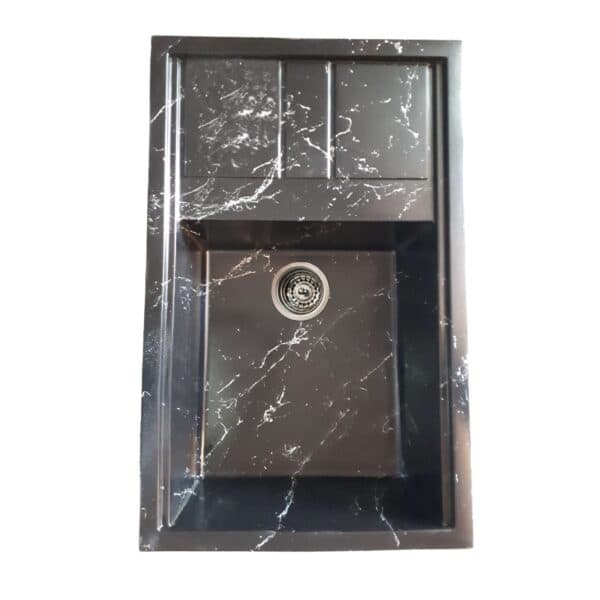 سینک گرانیتی توکار تیدومکث مدل مشکی رگه سفید