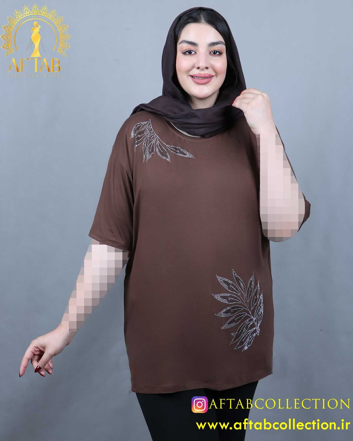 تیشرت نگین خوشه ای رنگی سایزبزرگ 5515