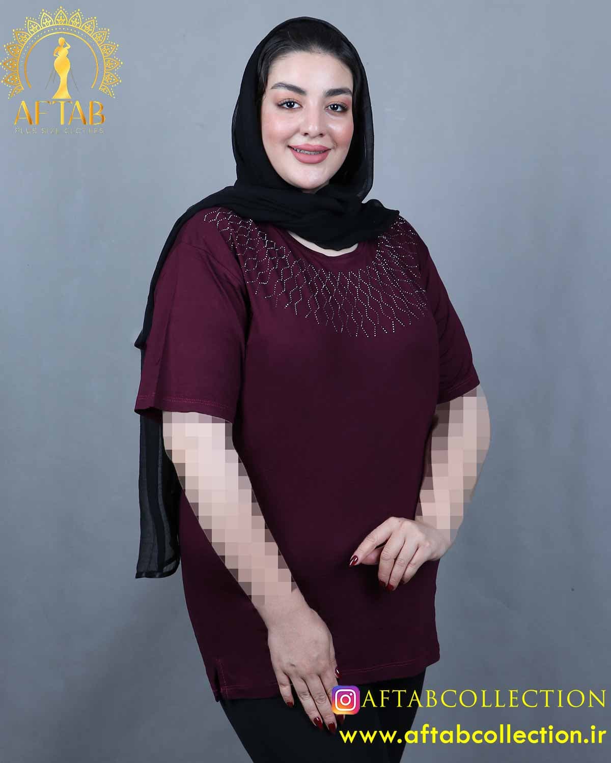 تیشرت نگین آبشاری لوزی سایزبزرگ 5515