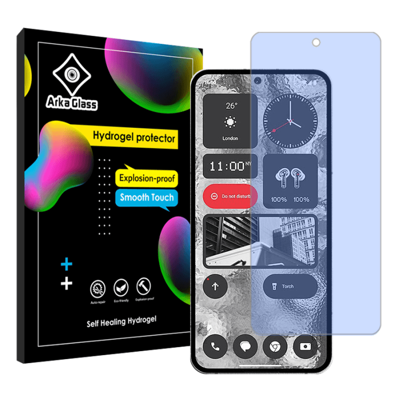 محافظ صفحه نمایش ضد اشعه آبی گوشی ناتینگ فون 2 آرکا گلس مدل Tough