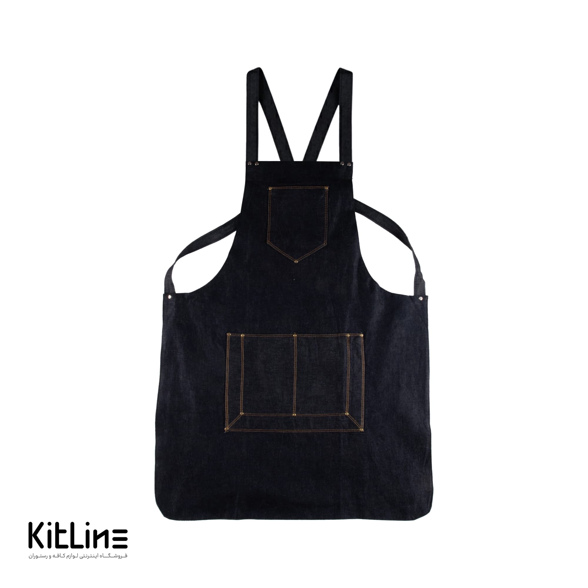 پيشبند جين بلند ۵ جيب طرح مستطیل تک فرم مدل کاترين