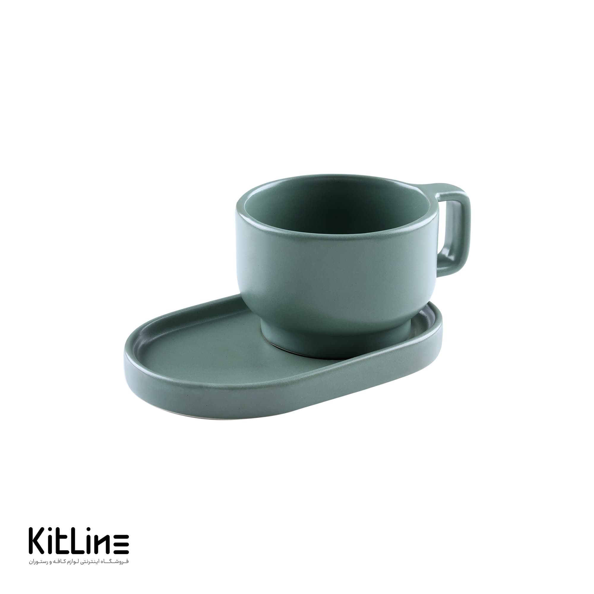 فنجان کاپوچینو پرسلین ۲۰۰ میلی لیتری با زیری سبز آرتیزان مدل کفا