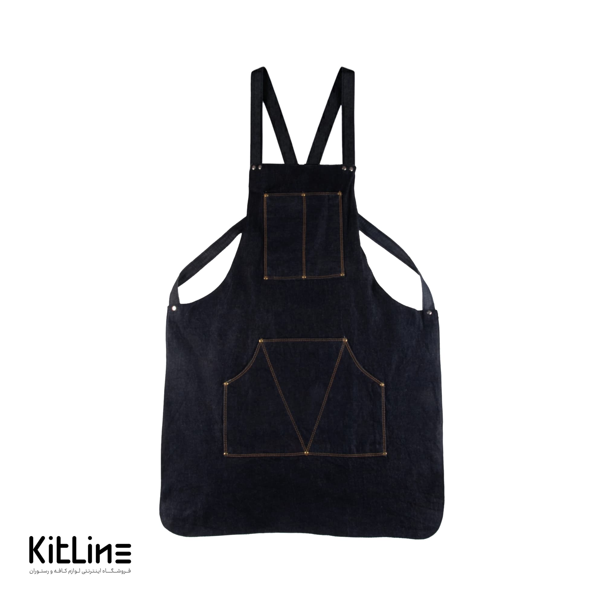 پيشبند جين بلند ۵ جيب طرح مثلث تک فرم مدل کاترين