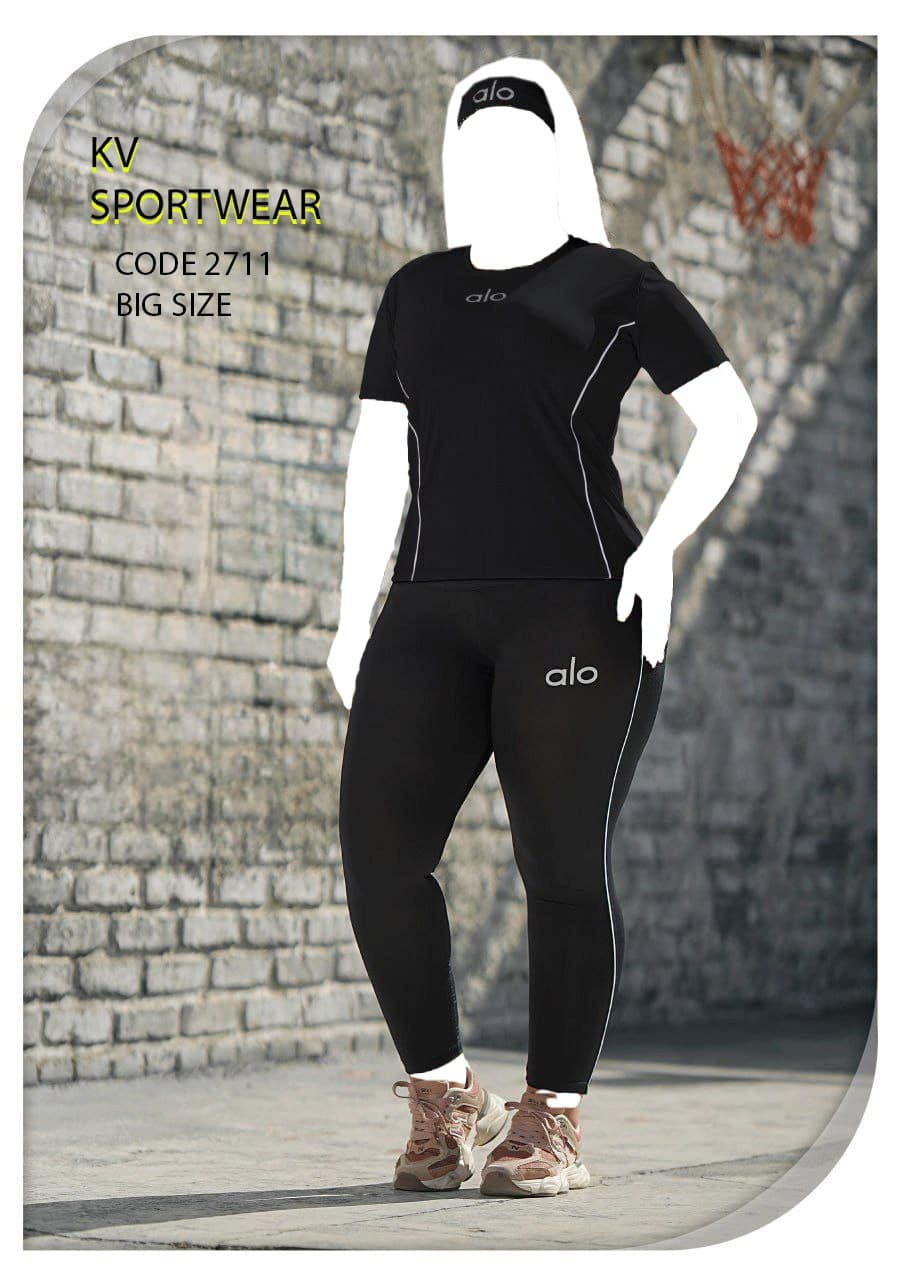 ست تیشرت شلوار سایز بزرگ ورزشی زنانه alo کد 005