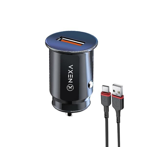 شارژر فندکی Nexa USB QC3.0 مدل R218C + کابل Type-C
