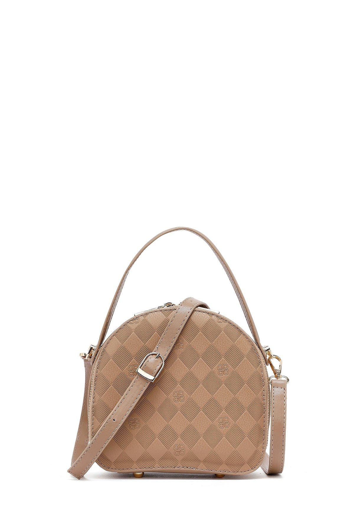 کیف زنانه مینی دستی عسلی بند بلند چاپدار دری مد