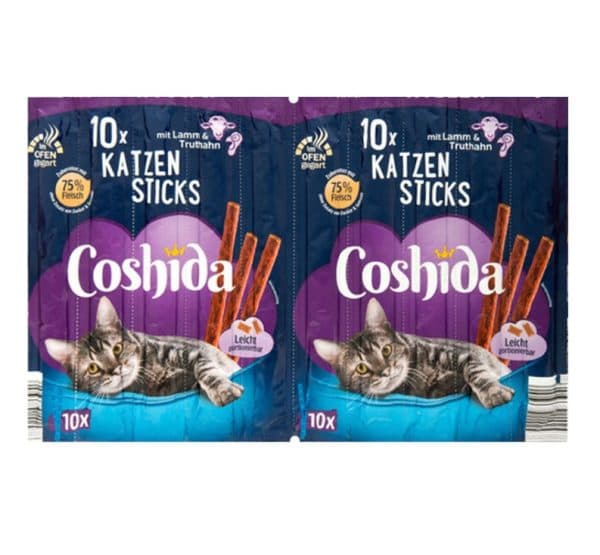 اسنک تشویقی مدادی گربه طعم گوشت بره و بوقلمون کوشیدا (Coshida Lamm and Truthahn) بسته 10 عددی