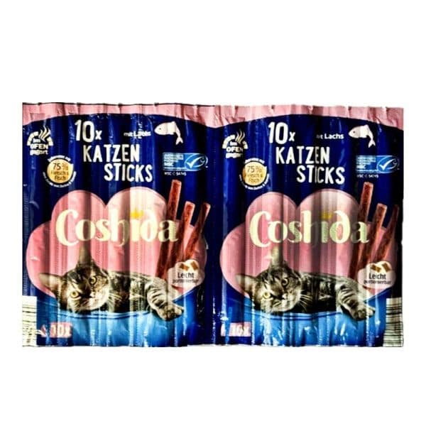 اسنک تشویقی مدادی گربه طعم ماهی کوشیدا (Coshida Sticks Lachs) بسته 10 عددی