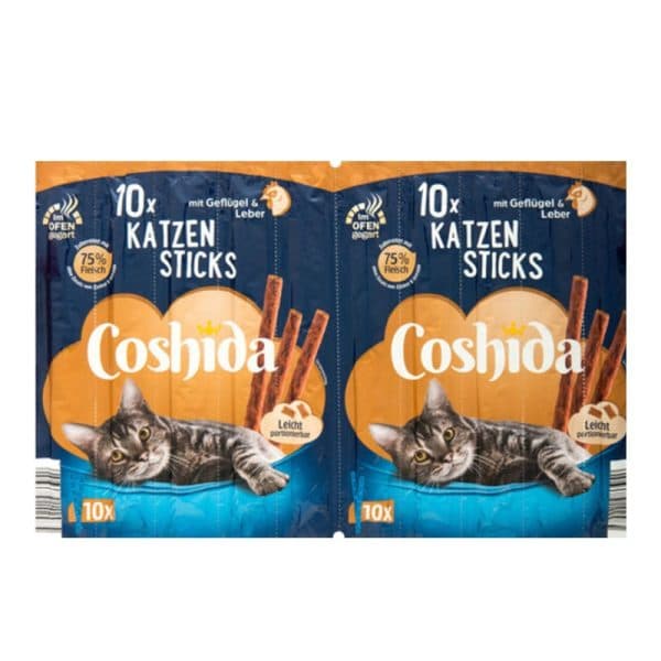 اسنک تشویقی مدادی گربه طعم گوشت مرغ و جگر کوشیدا (Coshida Geflugel and Leber) بسته 10 عددی