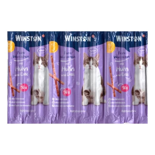 تشویقی مدادی گربه با طعم مرغ و گوشت اردک وینستون (Winston Cat Treat Sticks Chicken & Duck) بسته 10 عددی