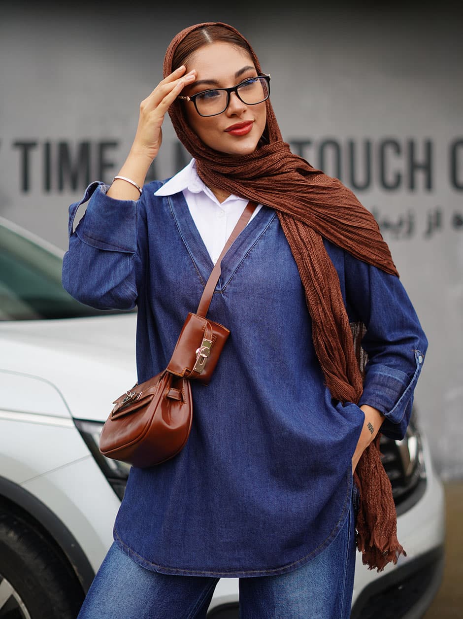 شومیز جین ترکیبی کد 19660