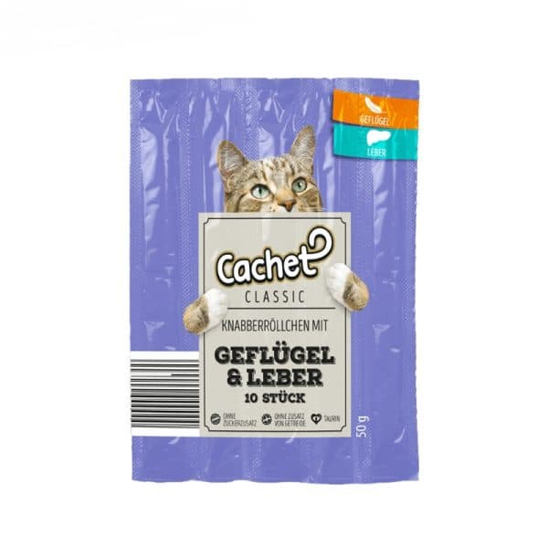 اسنک تشویقی مدادی گربه طعم مرغ و جگر (Cachet Chicken and Liver) بسته 10 عددی