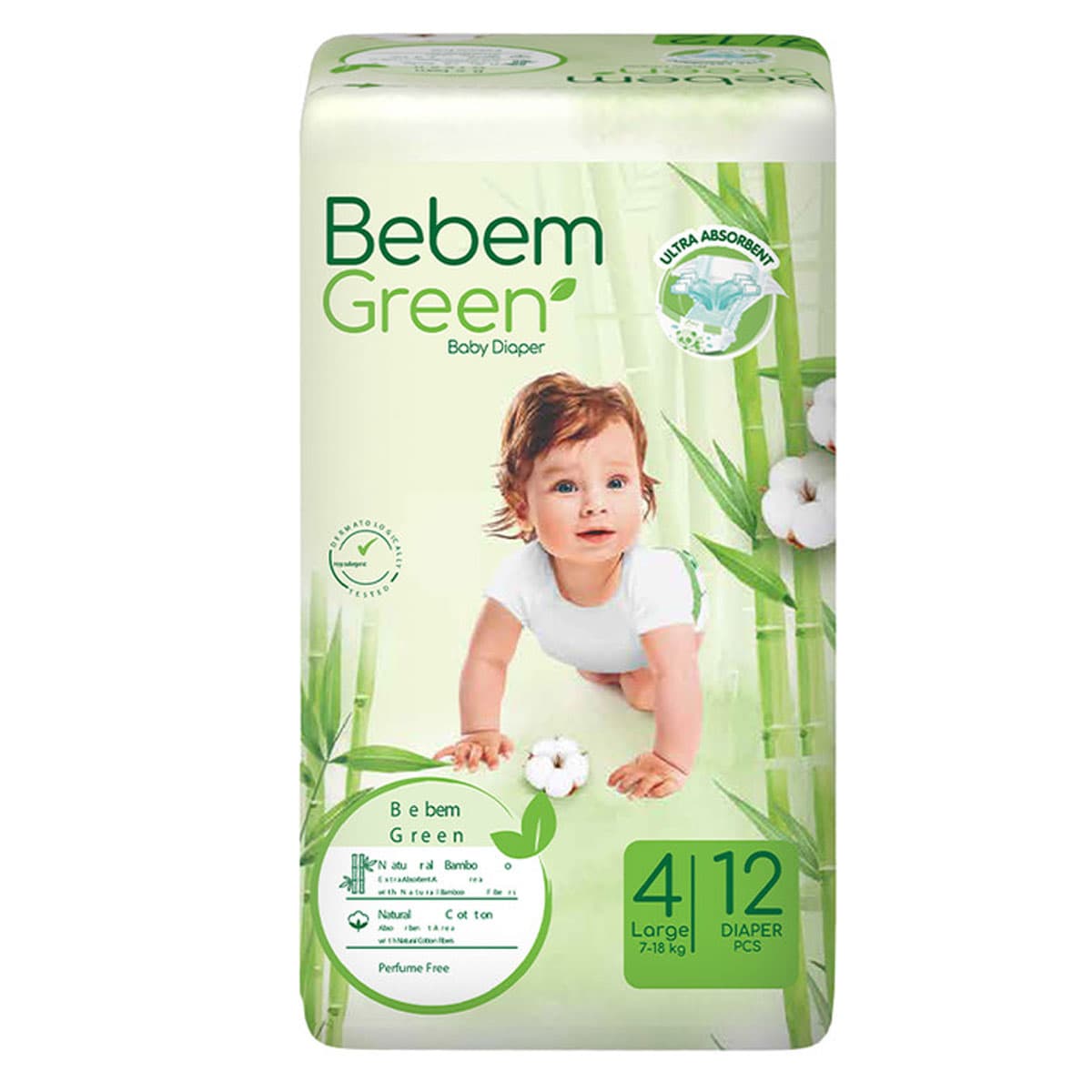 پوشک بچه سایز 4 بزرگ ببم سبز 12 عددی