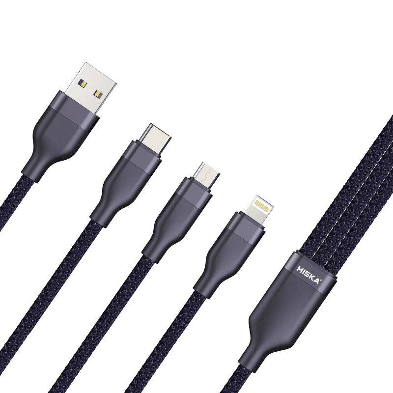 کابل لایتنینگ - MicroUSB و تایپ سی هیسکا مدل LX-32 طول 1.2 متر