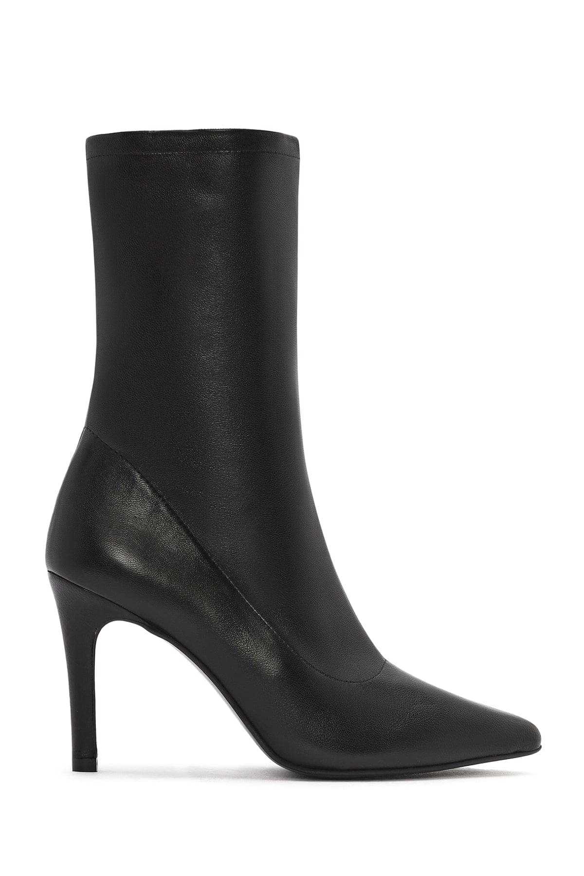 بوت زنانه مشکی چرمی پاشنه باریک زیپدار دری مد