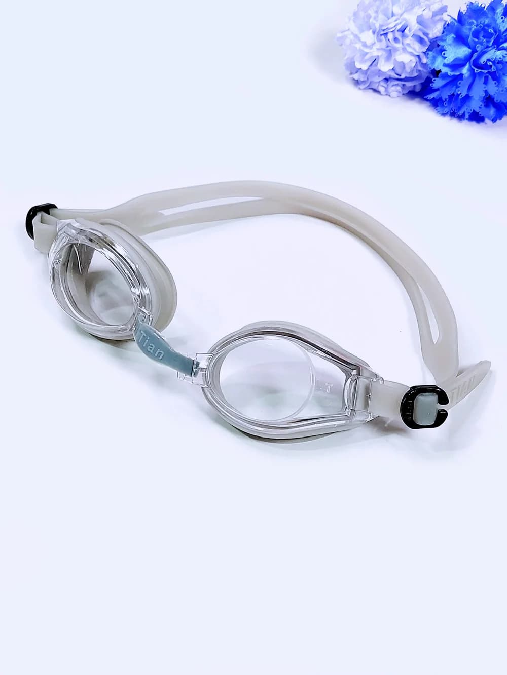 عینک شنا طوسی رنگ زنانه و مردانه سیلیکونی برند تیان ( Tian )