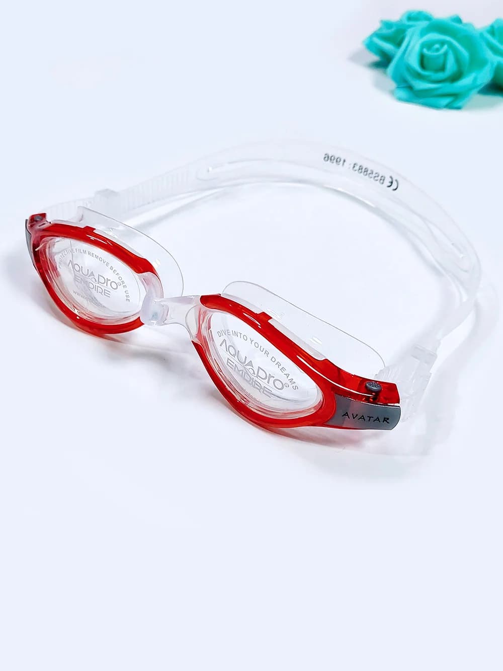 عینک شنا قرمز و سفید شفاف برند آکواپرو آواتار ( Avatar ) زنانه و مردانه