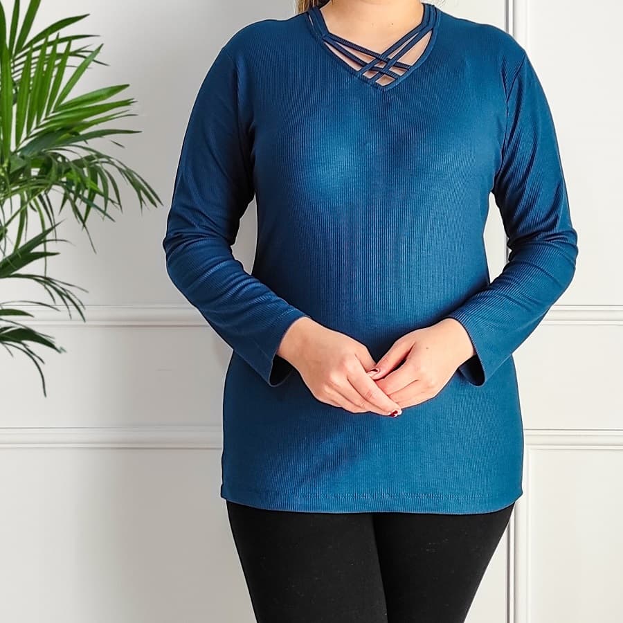 بلوز یقه ضربدری زنانه کد BLU02