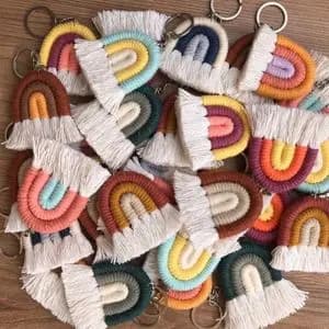 جاکلیدی رنگین کمون مکرومه دخترانه فانتزی