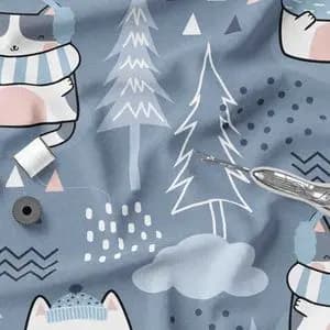 پارچه ملحفه مدل مخمل طرح گربه زمستانی 5011467