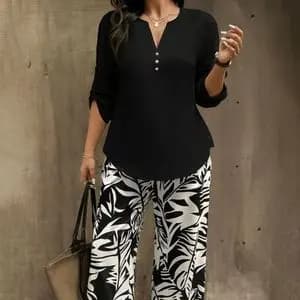 ست شومیز وشلوار طرحدار میلان نورا