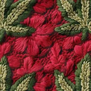 پارچه مخمل روبالشی پارچه باما طرح سه بعدی برگ سبز کد 5013992